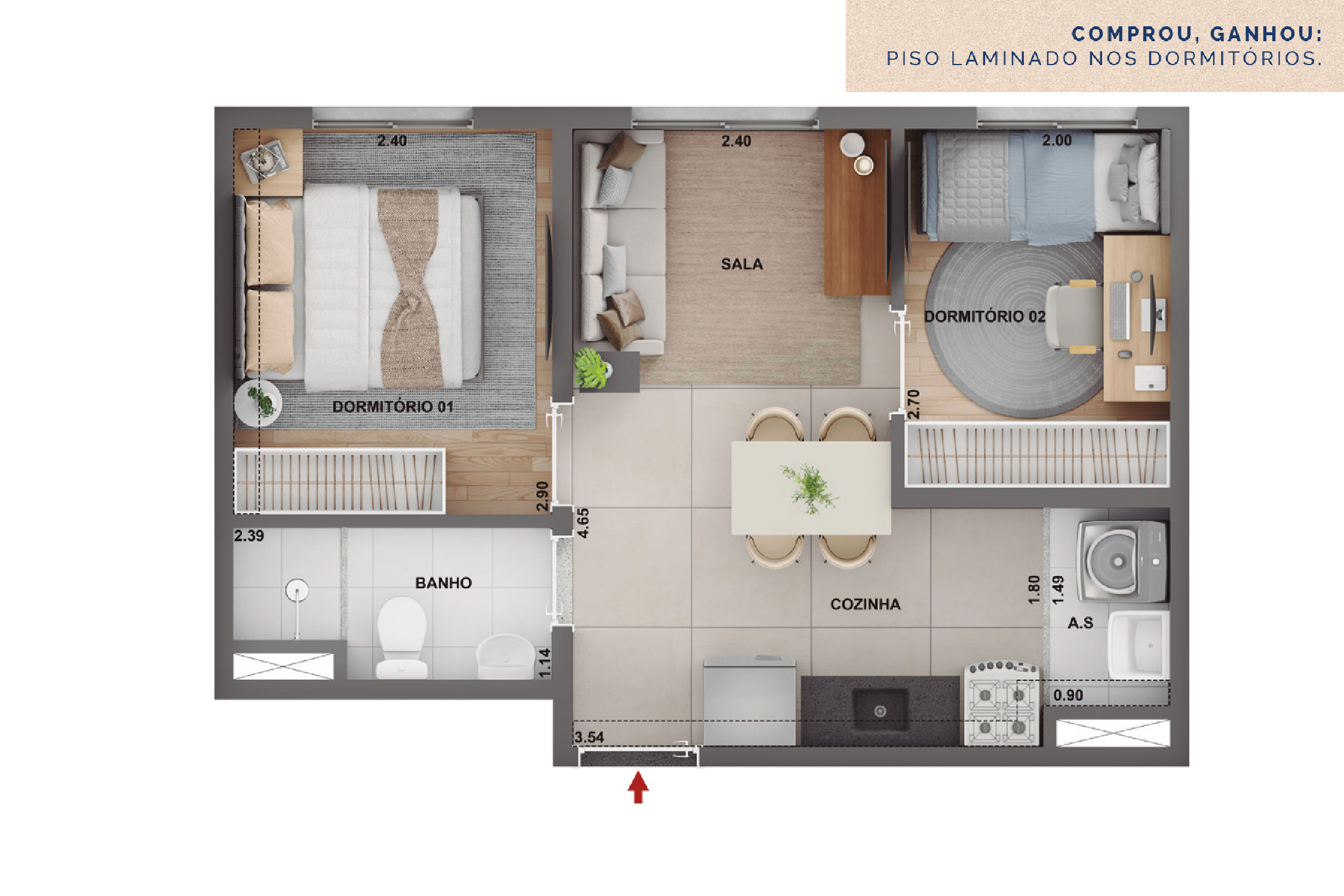 Planta_2 dorms - 34m