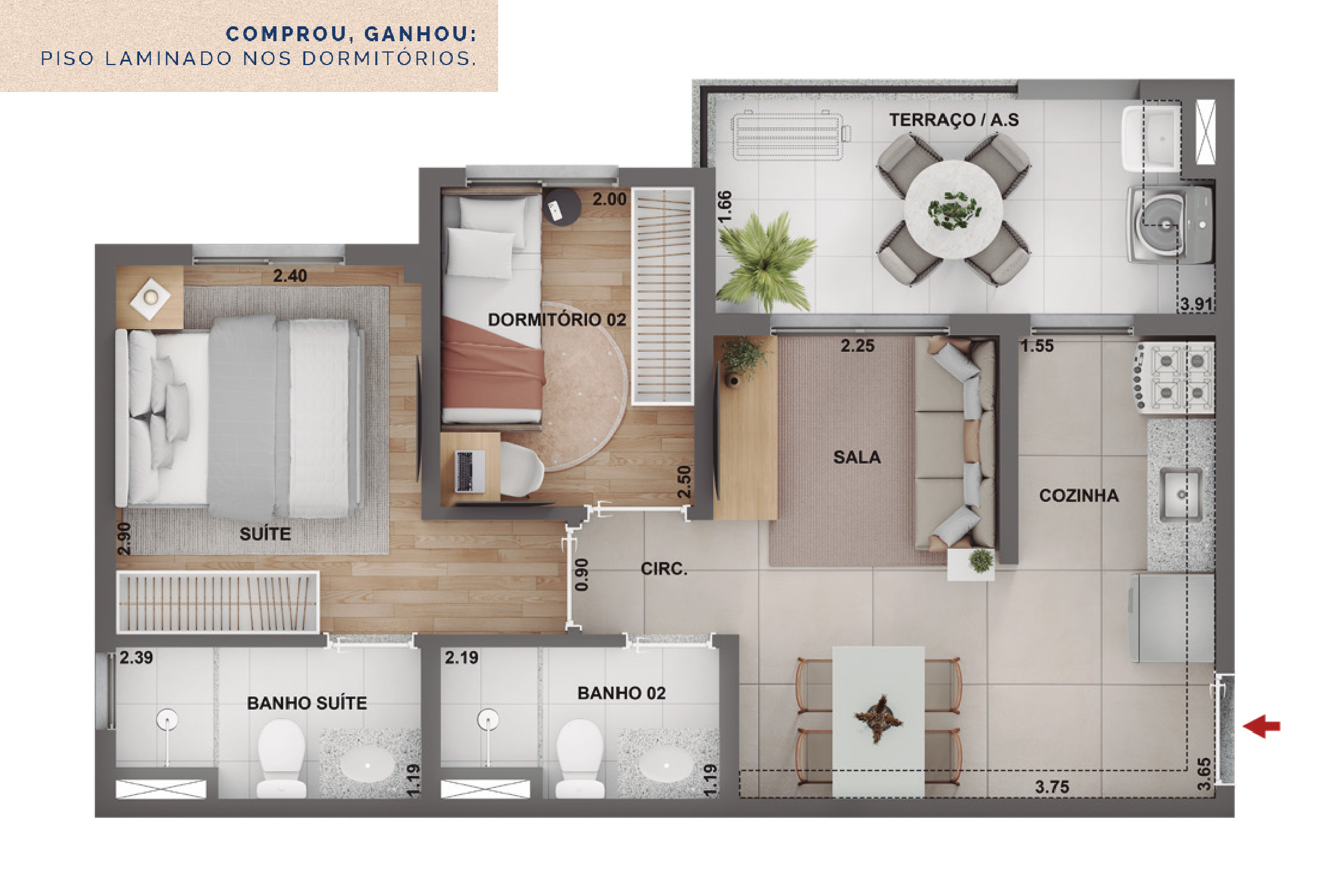 Planta_2 dorms - 45m